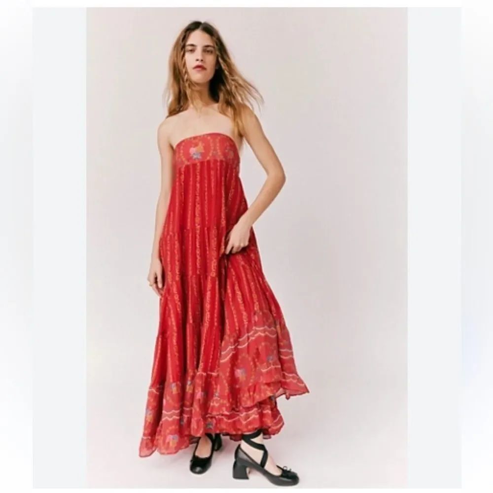 Free People Red Bohemian Maxi Dress